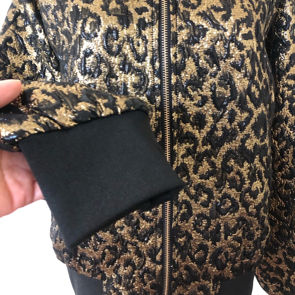 NWOT Nasty Gal Metallic Leopard Bomber Jacket L - Picture 7 of 11